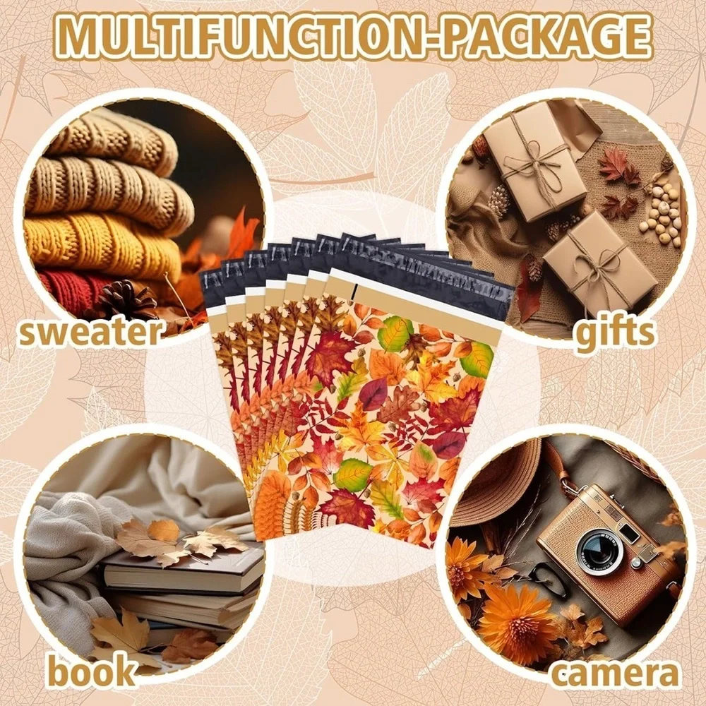 10 Count - 10x13 Polymailers (COLORFUL FALL LEAVES)